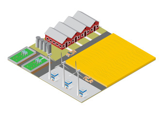 isometric farm rural buildings