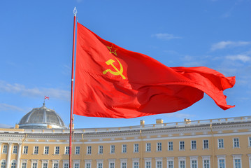 Red soviet flag.