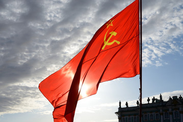 Red soviet flag.