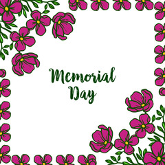 Vector illustration poster of memorial day with elegant wreath frame