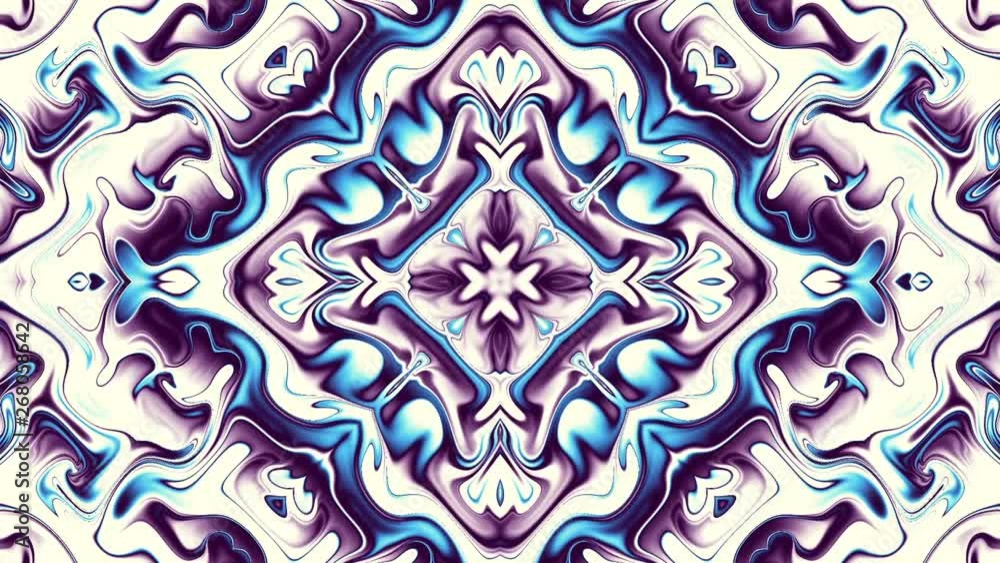 Aufkleber Distortion of a retro ornamental pattern. Psychedelic animated background. Transform abstract curved shapes. Looping footage.