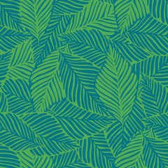 Abstract tropical pattern, palm leaves seamless floral background.