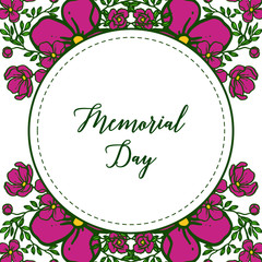 Vector illustration memorial day with floral frames isolated on white background