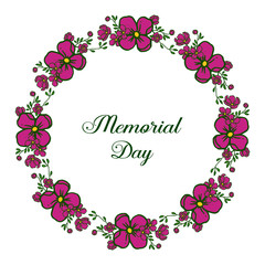 Vector illustration design card of memorial day with beauty of wreath frame