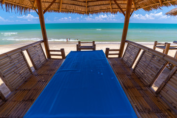 Tropical seaside dining table in Prachuapkhirikhan province  thailand