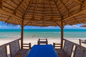 Tropical seaside dining table in Prachuapkhirikhan province  thailand