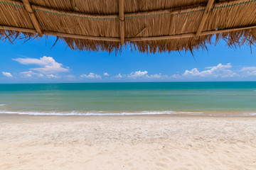 Tropical seaside dining table in Prachuapkhirikhan province  thailand