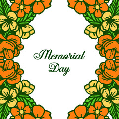 Vector illustration beauty of colorful wreath frames bloom for memorial days