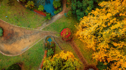 Aerial View of Autumn Gardens and Dam D