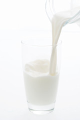 グラスに注ぐ牛乳