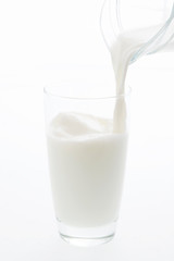 グラスに注ぐ牛乳