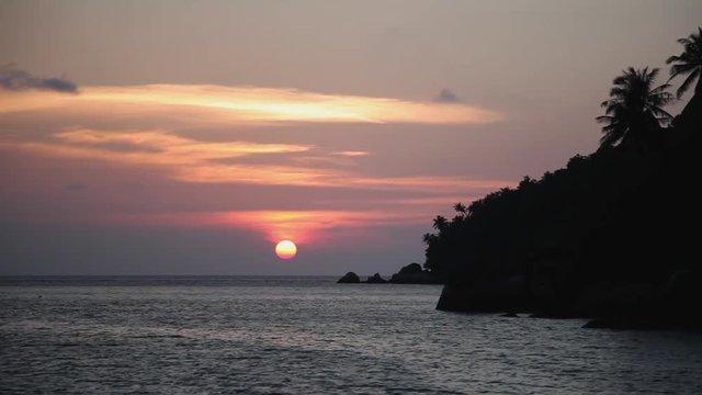 Sea At Sunset On Aur Island In Malaysia