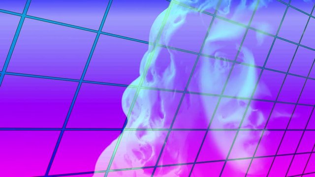 Vaporwave style animation with a statue and retro colors and shapes.