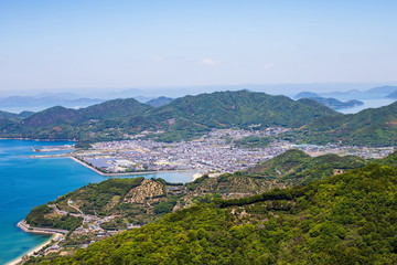 Fototapeta na wymiar Landscape of bay area and Nio town on the seto inland sea ,Shikoku,Japan
