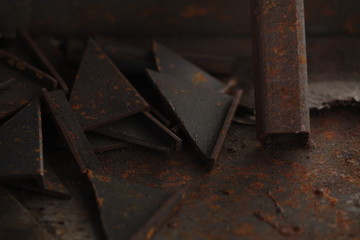 Rusty on metal steel rod.