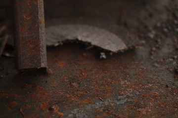 Rusty on metal steel rod.
