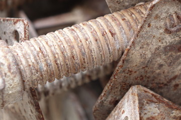 Rusty big spiral steel pipe.