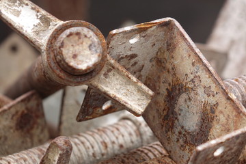 Rusty big spiral steel pipe.