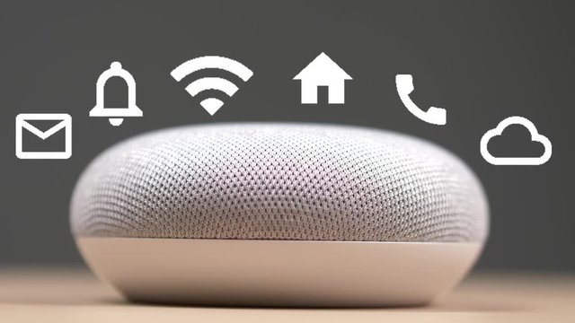 Smart assistant device with animation overlay.