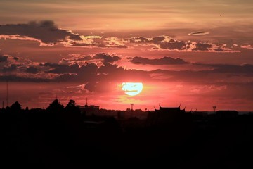 Beautiful sky temple at sunset