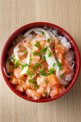 Chirashi salmon (Salmon rice) - Japanese cuisine