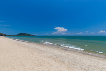 Tropical beach paradise And the blue sky  in Thailand