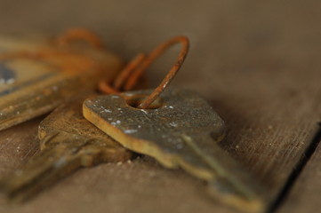 Old Rusty Keys on old floorboards