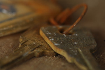 Old Rusty Keys on old floorboards