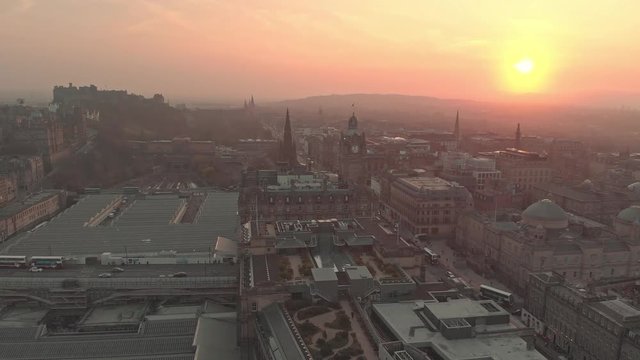 Flying a drone over the city of Edinburgh