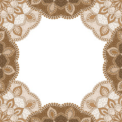 Abstract floral decorative frame for greeting card or invitation in ethnic style