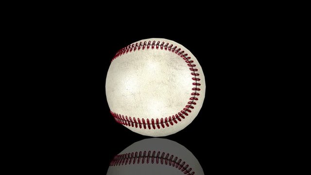 3D animation, baseball ball turning in place in screen middle.