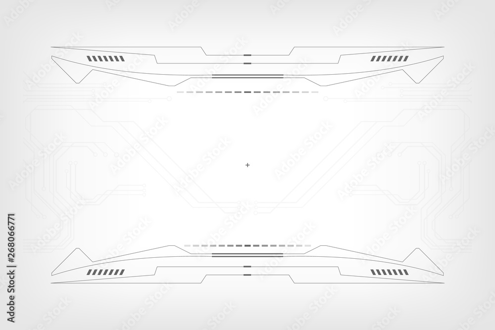 Aufkleber HUD Futuristic Elements Screen User Interface Vector. Grayscale Tone Information Abstract Control Monitor Panel Illustration.