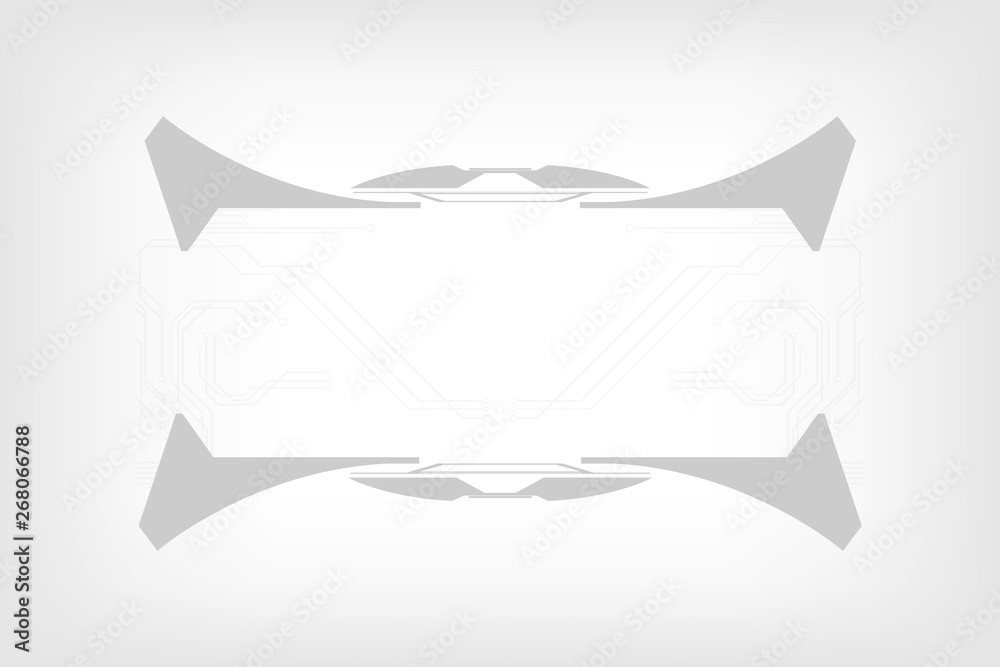 Aufkleber HUD Futuristic Elements Screen User Interface Vector. Grayscale Tone Information Abstract Control Monitor Panel Illustration.