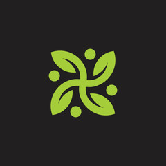 abstract propeller green leaf geometric logo vector