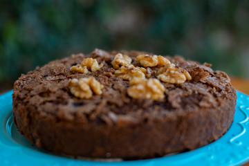 foco en nueces de deliciosos Brownie