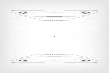 HUD Futuristic Elements Screen User Interface Vector. Grayscale Tone Information Abstract Control Monitor Panel Illustration.