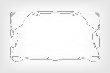 HUD Futuristic Elements Screen User Interface Vector. Grayscale Tone Information Abstract Control Monitor Panel Illustration.