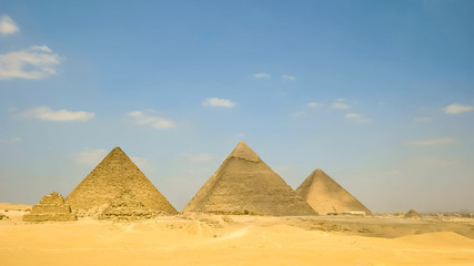 Fototapeta na wymiar ancient pyramids at giza near cairo in egypt