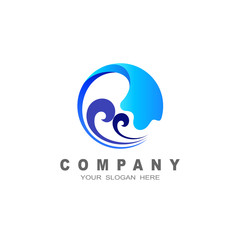 ocean wave logo design inspiration, circle and ocean