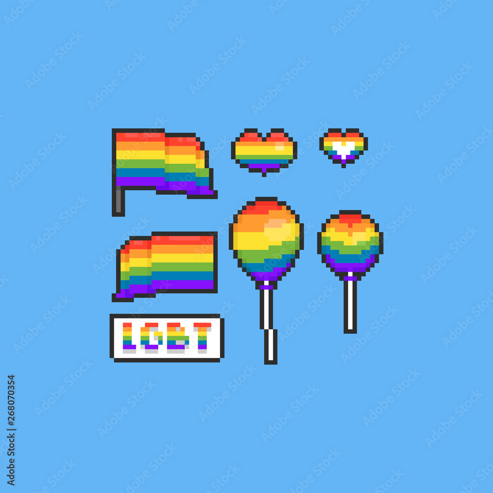 Wall mural pixel pride day elements set.8bit.lgbt.