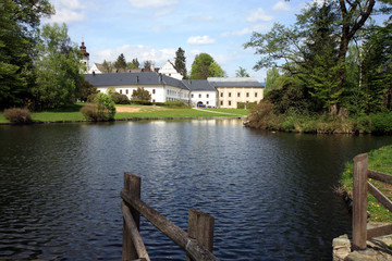View on small, romantic place in Czech Republic, castle Velke Losiny. 