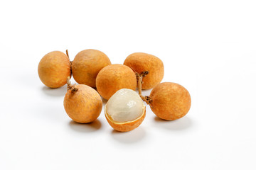 Dimocarpus Longan fruit on white background