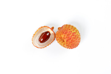 Lychee litchee fruit on white background