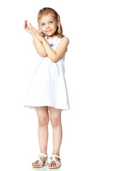 The little girl is full-length.