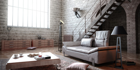 Industrial Area Adaptation - Loft Design - 3d visualization