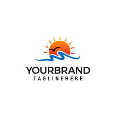 Obraz premium sun beach logo design concept template vector