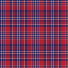 Blue, Red and White of Patriotic Tartan Seamless Patterns.