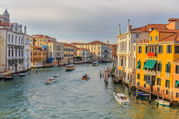 View of Grand Canal from Bridge Ponte dell'Accademia. Venice. Italy