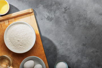 Ingredients for bakery products. Top view