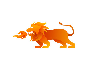 Brave Flaming Lion Logo In Isolated White Background